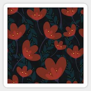 Red flowers in modern pattern Sticker